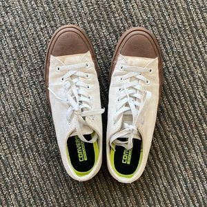White Converse Brown Gum Sole Shoes